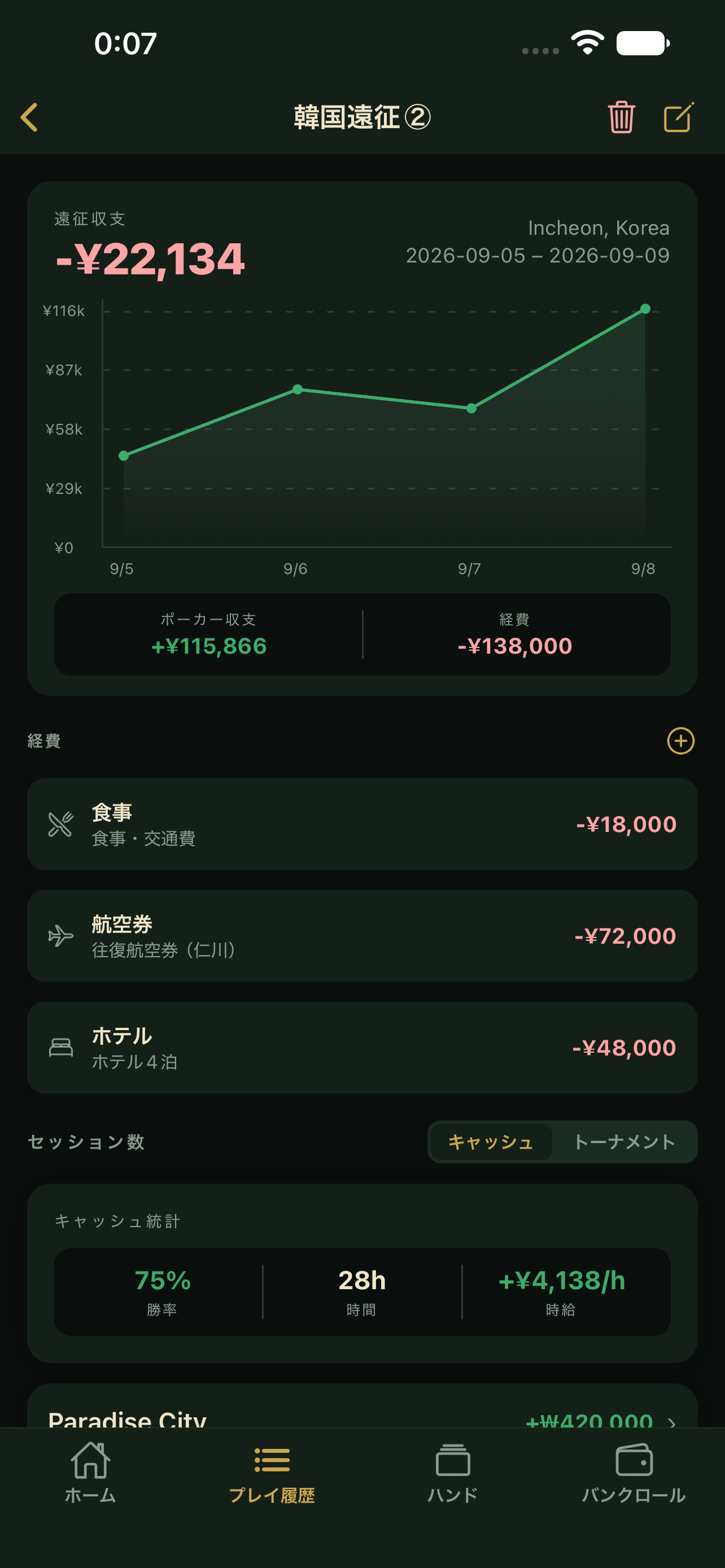 Pochive 遠征管理画面